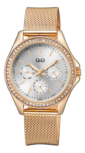 Reloj Para Mujer Q&q Ce01 Ce01j011y Oro Rosa