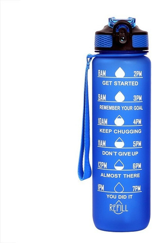 Botella De Agua 1 Litros Con Recordatorio Escala Tiempo