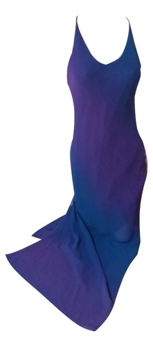Vestido De Fiesta Bretel Mujer Tornasol Violeta Azul