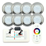 Kit 8 Led Piscina Led 9w Inox Brustec 160m² + Módulo + Fonte