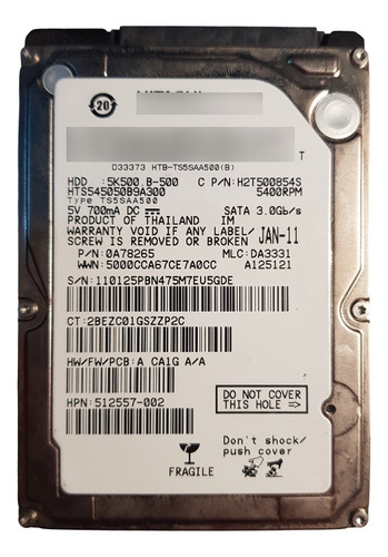 Disco Hdd 500gb Notebook Hitachi Hts545050b9a300