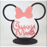 18 Centros De Mesa Minnie Com Nome E Laço Vermelho Ou Rosa