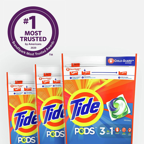 Tide Pods Laundry Detergent Soap Pods, Original, 3 Bag Value