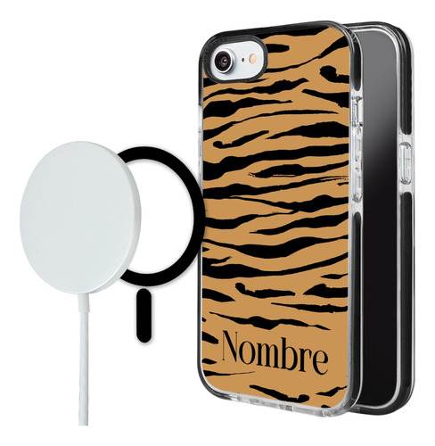 Funda Para iPhone Magsafe Tigre Personalizada Con Tu Nombre