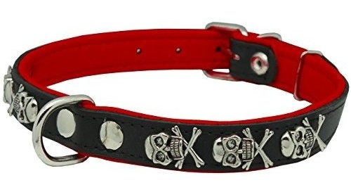 Collar De Cuero Con Calaveras Para Perros.