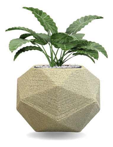 Vaso De Planta Polietileno Decorativo Esfera Diamante 3d M Cor Cimento