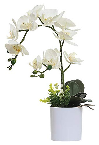 Flores Artificiales Orquídea Blanca En Maceta