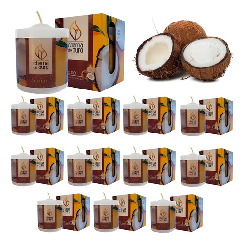 Atacado Kit Velas Perfumadas Aromatizada Alta Qualidade 12un Cor Branco Fragrância Coco Não Possui