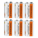 Kit 6 Baterias Pilhas Usb Recarregáveis 9v 28000mah 