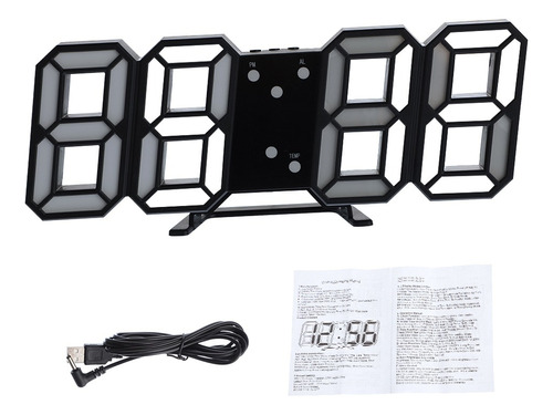 Reloj De Pared Digital Led Grande En 3d Con Fecha Y Hora En