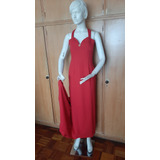 Vestido De Fiesta Largo Rojo Espalda Descubierta Talle M 
