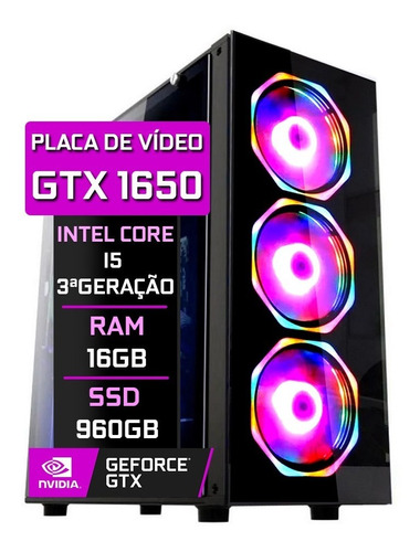 Pc Gamer Fácil Intel Core I5 3ª 16gb Gtx 1650 4gb Ssd 960gb