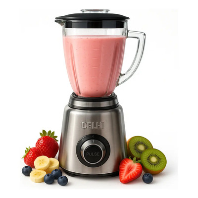 Licuadora De Vaso 1000w 1.5l Acero Inox Jarra Vidrio Delhi Color Plateado | Envío gratis