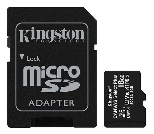 Cartão De Memoria Microsdhc 16gb Canvas Select Plus Kingston