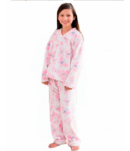 Pijama De 2 Piezas Termica Microfibra Niña Mariposas 8 10 12
