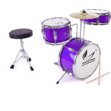 Bateria Infantil Ajustable 13p 3pz + Baquetas Taburete Calid Color Morado