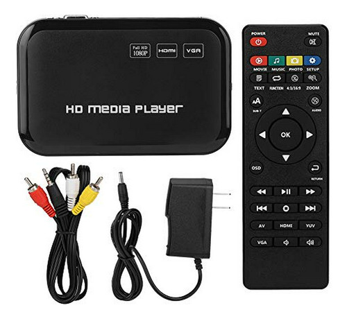 Reproductor De Medios 1080p, Soporte Hdmi/av/vga Y Usb