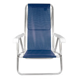 Cadeira Praia Alumínio Reclinável 8 Posições Mor 2267 Azul