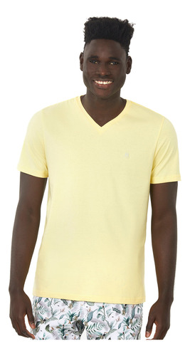 Camiseta Masculina Bordado Cinza Polo Wear Amarelo Médio