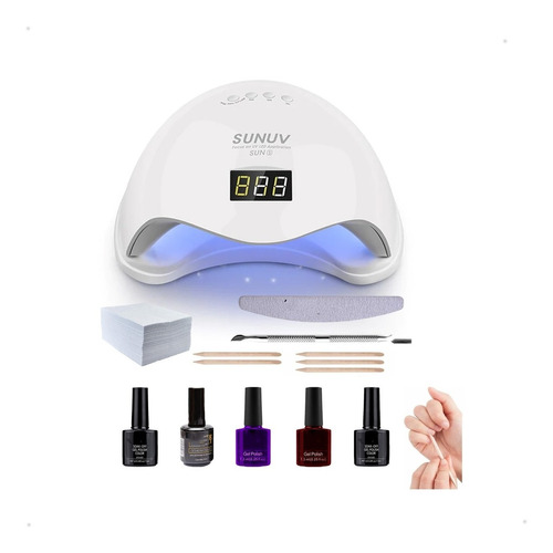 Kit Inicial 48w Manicura Gel Esmalte Removedor Cabina Led/uv