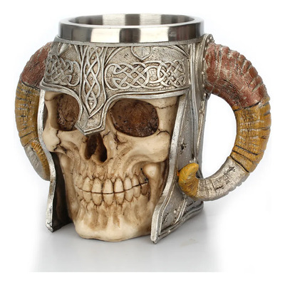 Taza Calavera Vikingo 600ml Acero Inoxidable Y Resina | Envío gratis