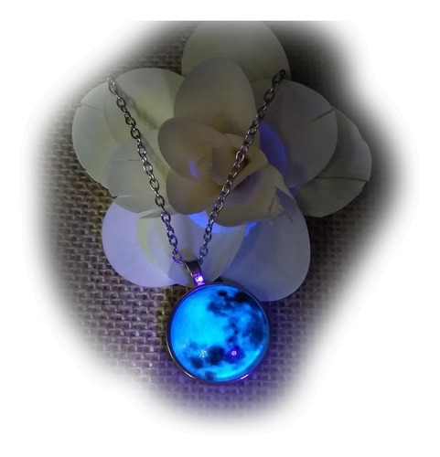 Luminoso Collar Luna Llena Brilla Oscuridad Glow In The Dark