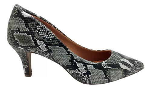 Scarpin Feminino Salto Alto Animal Print Preto Branco Danik