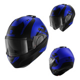 Casco Shark Abatible Evo Es Kedje Azul 100% Francés Ecer2205 Tamaño Del Casco Xl(61-62 Cm)