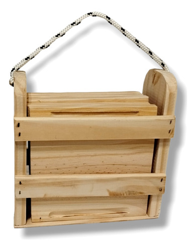 Cajón Set Platos Madera Pack X6 Asado Kit Picnic Caja Deco