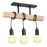 Lámpara Colgante Industrial Vintage De Madera Luz Techo Loft