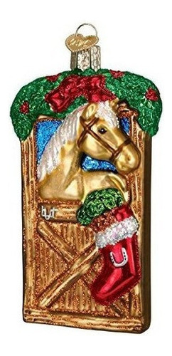 Viejo Mundo De Navidad Caballo En Establo Vidrio Soplado Orn