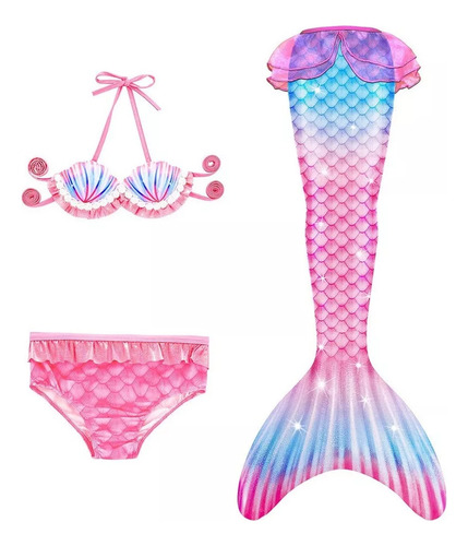 Kit Infantil Cola Sirena Sin Monoaleta Bikini