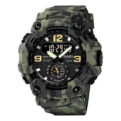 Reloj pulsera Skmei 1637 con correa de poliuretano color camuflado verde - fondo negro | Envío gratis