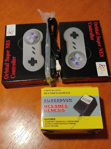 Kit Snes 2 Controles, Cable Audio Video Y  Transformador 