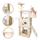 Pet King - Mueble Para Gatos Rascador Juguete Arbol Casa Esferas 142 Cm Color Beige Madera