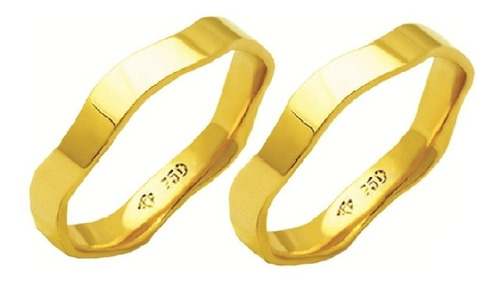 Alianças De Casamento Noivado Com Curvas Em Ouro 18k 