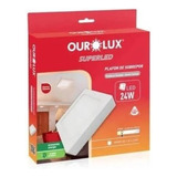 Painel Plafon Ourolux Led Sobrepor 24w Bivolt Branco Quente 110v/220v