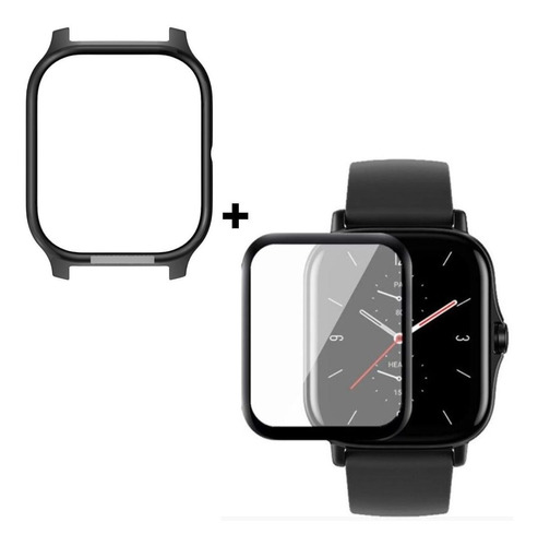 Kit Case Bumper Slim + Película 3d Nanogel Amazfit Gts3 Novo