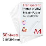 Papel  Adhesivo Transparente Pet Impresoras Inkjet A4 X 30h