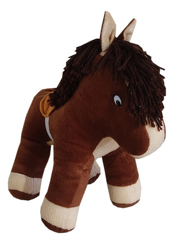 Cavalo De Pelúcia Brinquedo P Marrom Decoração Menino 22 Cm