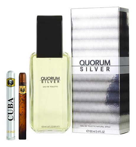 Quorum Silver Edt 100ml Caballero Original+perfume Cuba 35ml