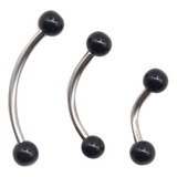 Piercing Mbb Acrilico Uv Color Negro Mix De Medidas 3 Unds Color Plateado/negro