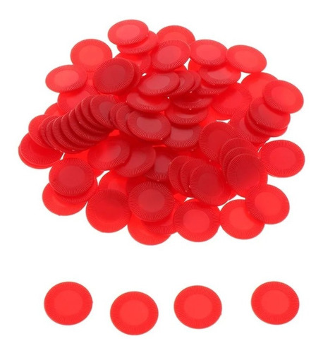 100 Fichas De Bingo Color Rojo  3cm