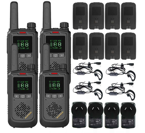 Handy Baofeng Kit X4 Radios Uhf Lcd 16ch 10km Bft17 + Extras Color Negro