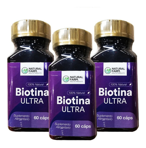 Pack 3 Biotina Ultra Nf 60 Capsulas. Uñas Pelo Piel