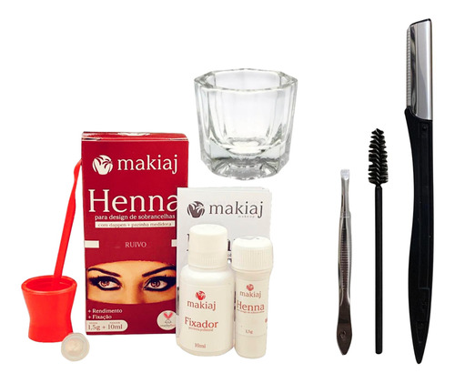 Henna Para Sobrancelhas Kit Profissional Palito Acessorios