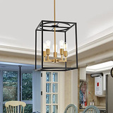 Candelabro Bonlicht Modern Farmhouse Cage De 5 Luces, Negro,