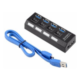 Hub Usb 4 Puertos 3.0 Interruptor Indicador De Luz-tecnomati