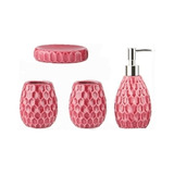 Set Accesorios De Baño De 4pcs Porcelana Color Rojo. 