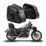 Alforjas Moto Chopper Universal Cuero Negro Hebilla Liberaci